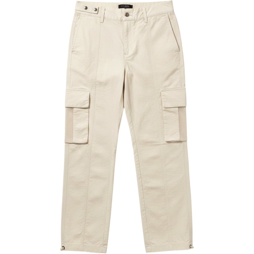 Mono B Cream Cargo Pants Adjustable Waist Toggle Ankles Ripstop Woven Mens M